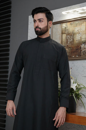 Plain Black Saudi Thobes